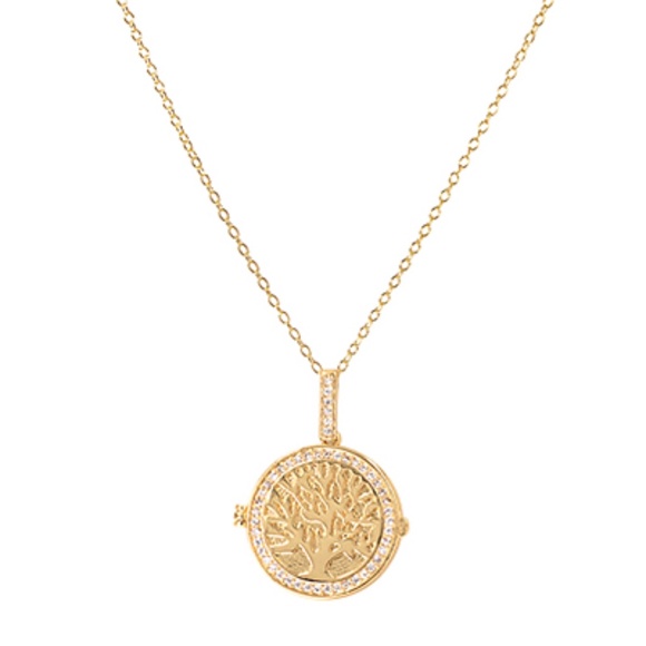 CZ Tree of Life Locket Necklace - Picture 1 of 2
